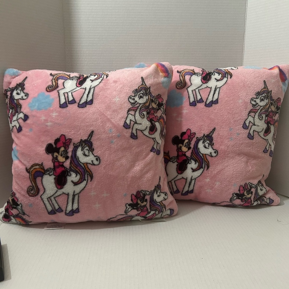 Set of 2 Minnie Mouse / Unicorn Pillows - 15 x 15"